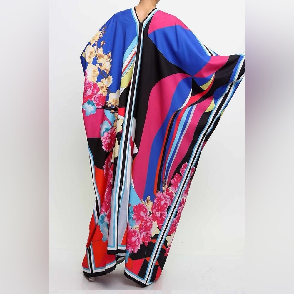 Floral V-neck kimono